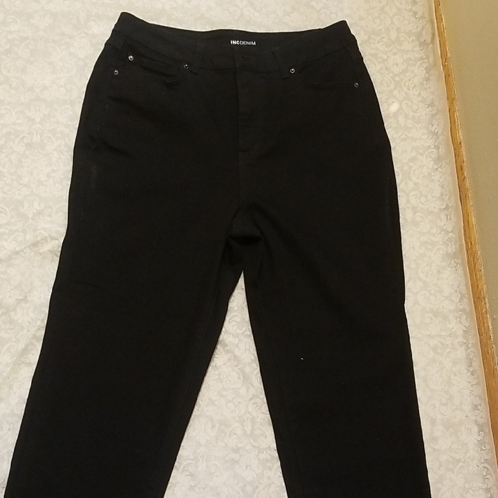 INC International Concepts Black Straight Leg Jeans